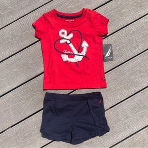 Nautica anchors two piece set top ruffle butt shorts 2T NWT